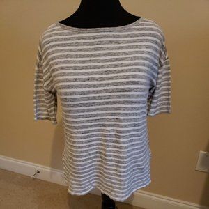 Banana Republic Pullover Linen Cotton Blend Stripes Coastal Grandma Boat Neck M